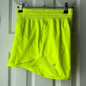 Lululemon Hotty Hot shorts in the color Electric Lemon